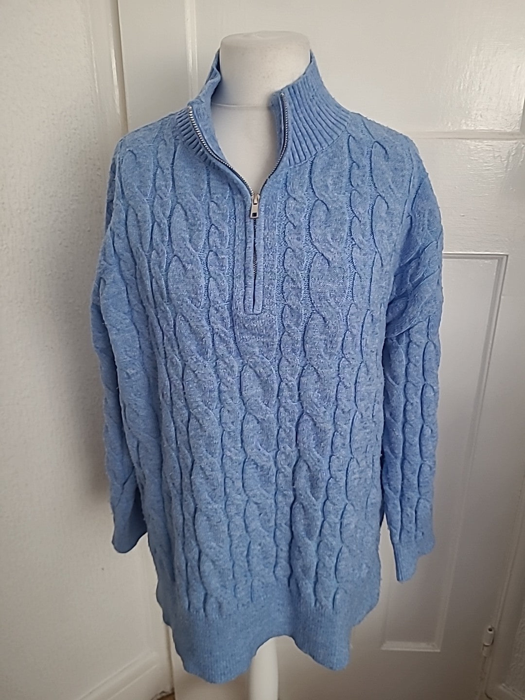 Mens Peacocks Size Large Blue Fleck Long Sleeved Jumper