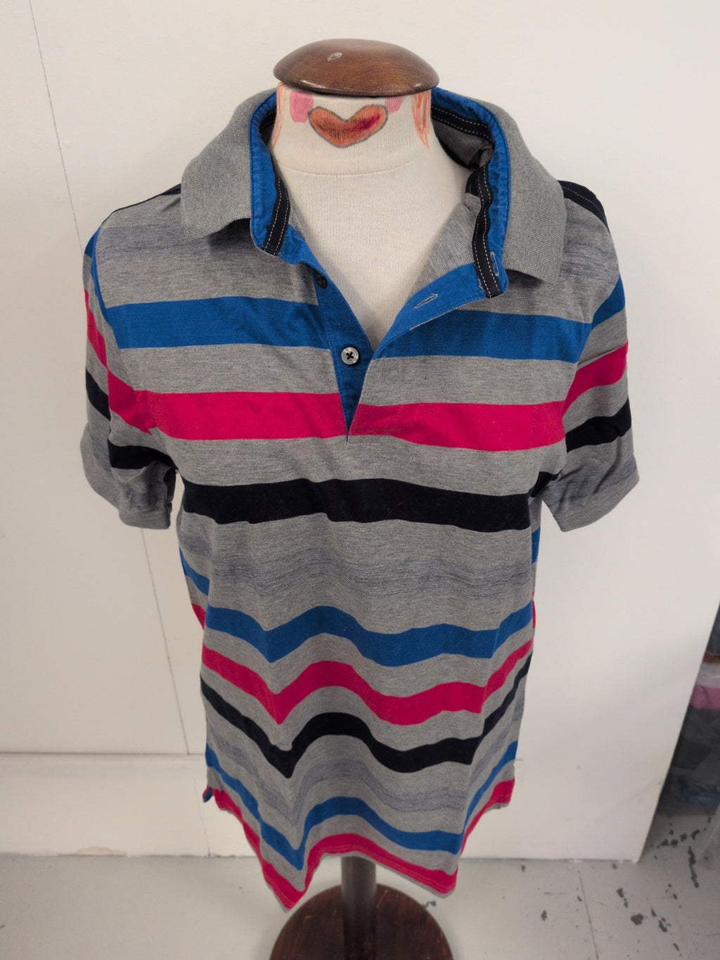 Blue Harbour Medium Grey Navy Red And Blue Short Sleeve Polo