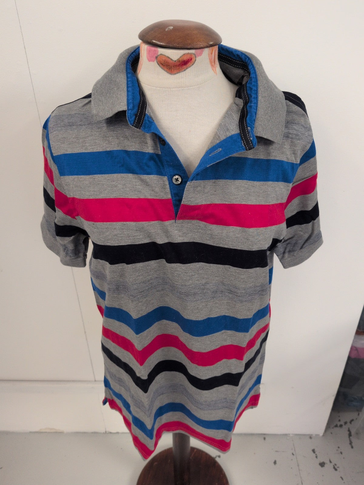 Blue Harbour Medium Grey Navy Red And Blue Short Sleeve Polo