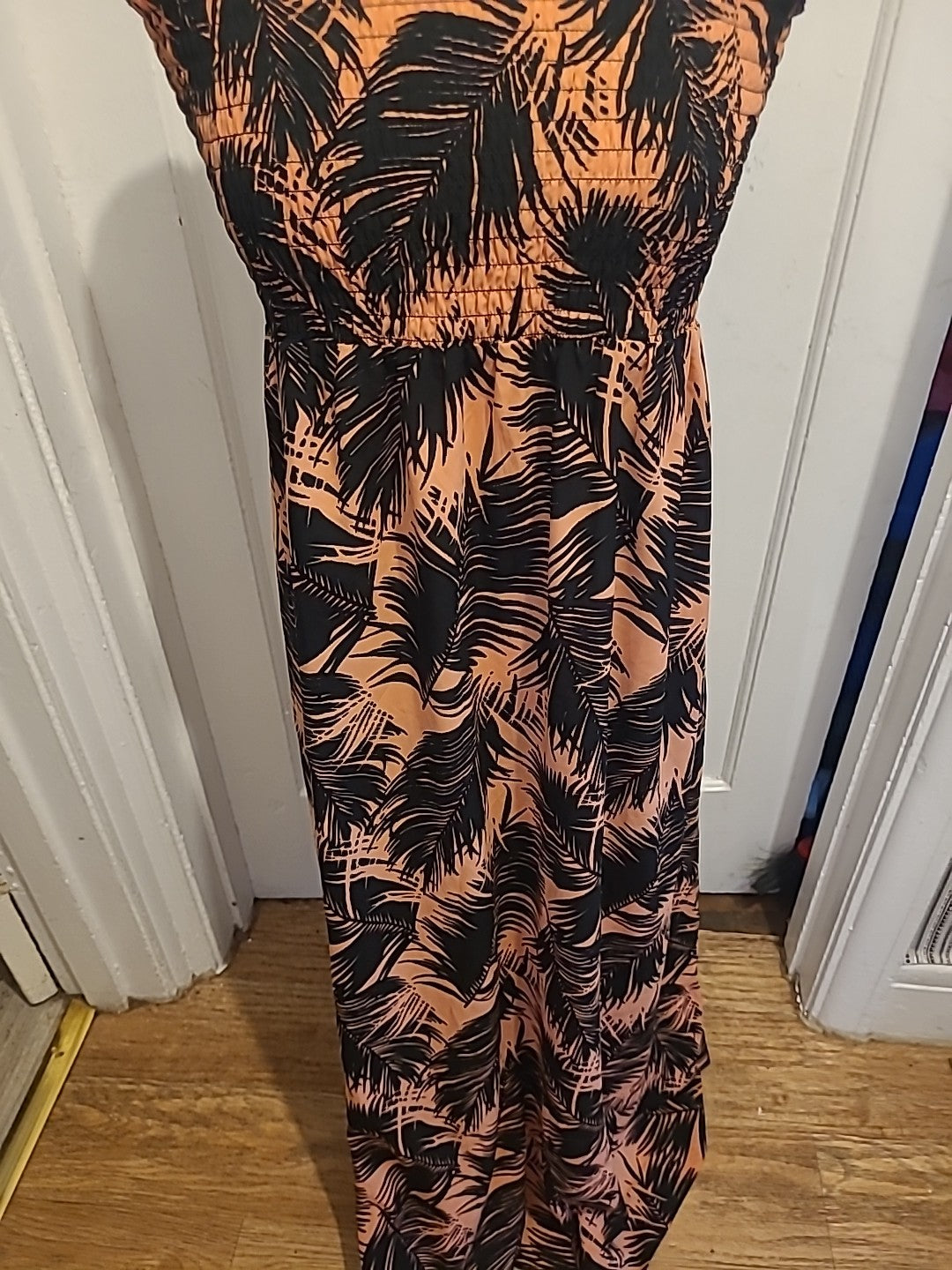 Ladies Papaya Beach Size 12-14 Orange/Black Bubble Hem Dress