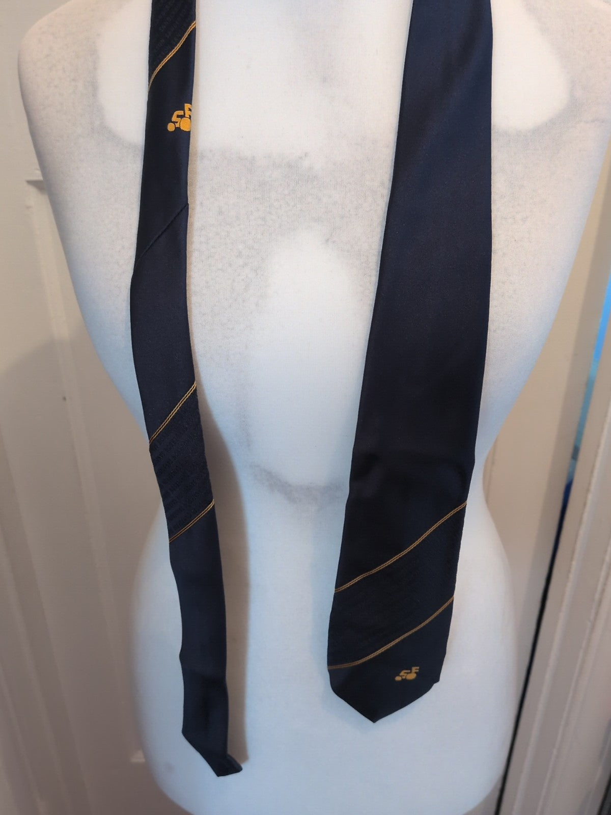 Inter logo London Navy And Gold Striped Tie
