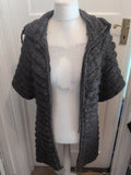 Amy's Paris S/M Grey Knit Sleeveless Full Zip Cardigan