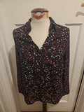 Ladies Papaya Collection Size 12 Black/Red/White Floral Long Sleeved Buttoned...