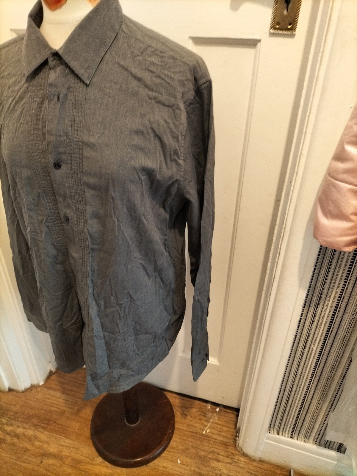 Mens Gap Size 16-16.5" Grey Slim Fit Long Sleeved Shirt