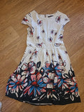 Ladies Amaya Size 10 Ivory With Black Red Floral Sleeveless Dress