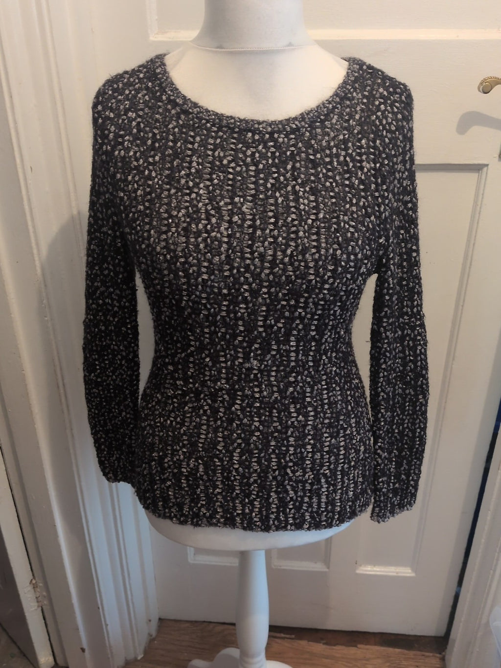 M&S Woman Medium Black And Silver Jumper
