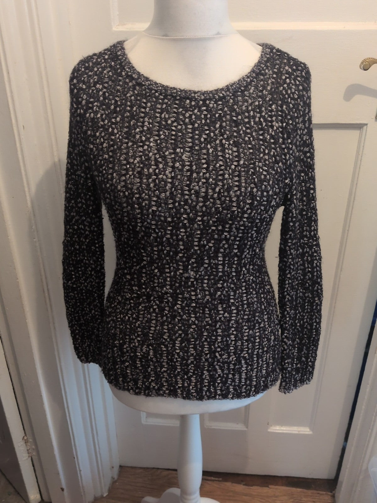 M&S Woman Medium Black And Silver Jumper