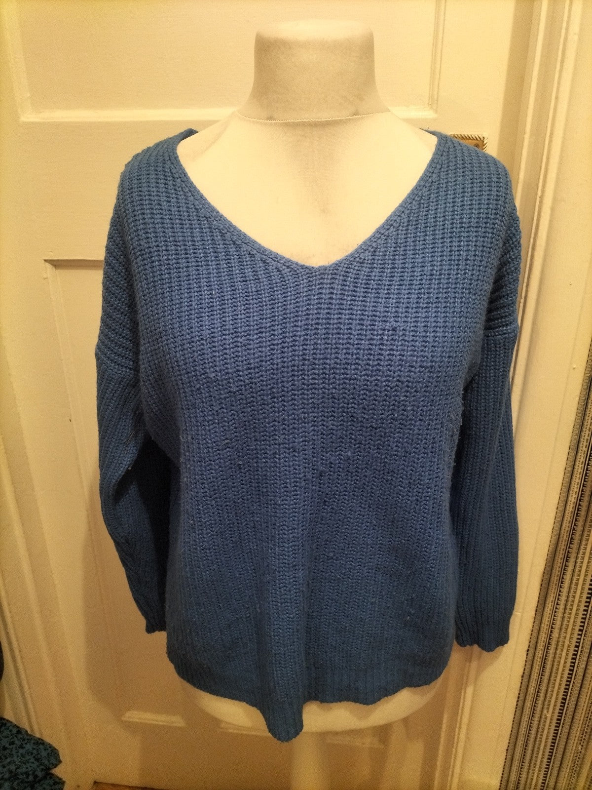 Primark 12-14 Royal Blue Jumper V Neck Pullover
