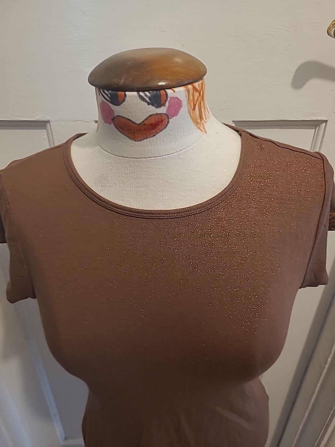 Ladies I.N.C Size Medium Brown Shimmer Short Sleeved Tshirt
