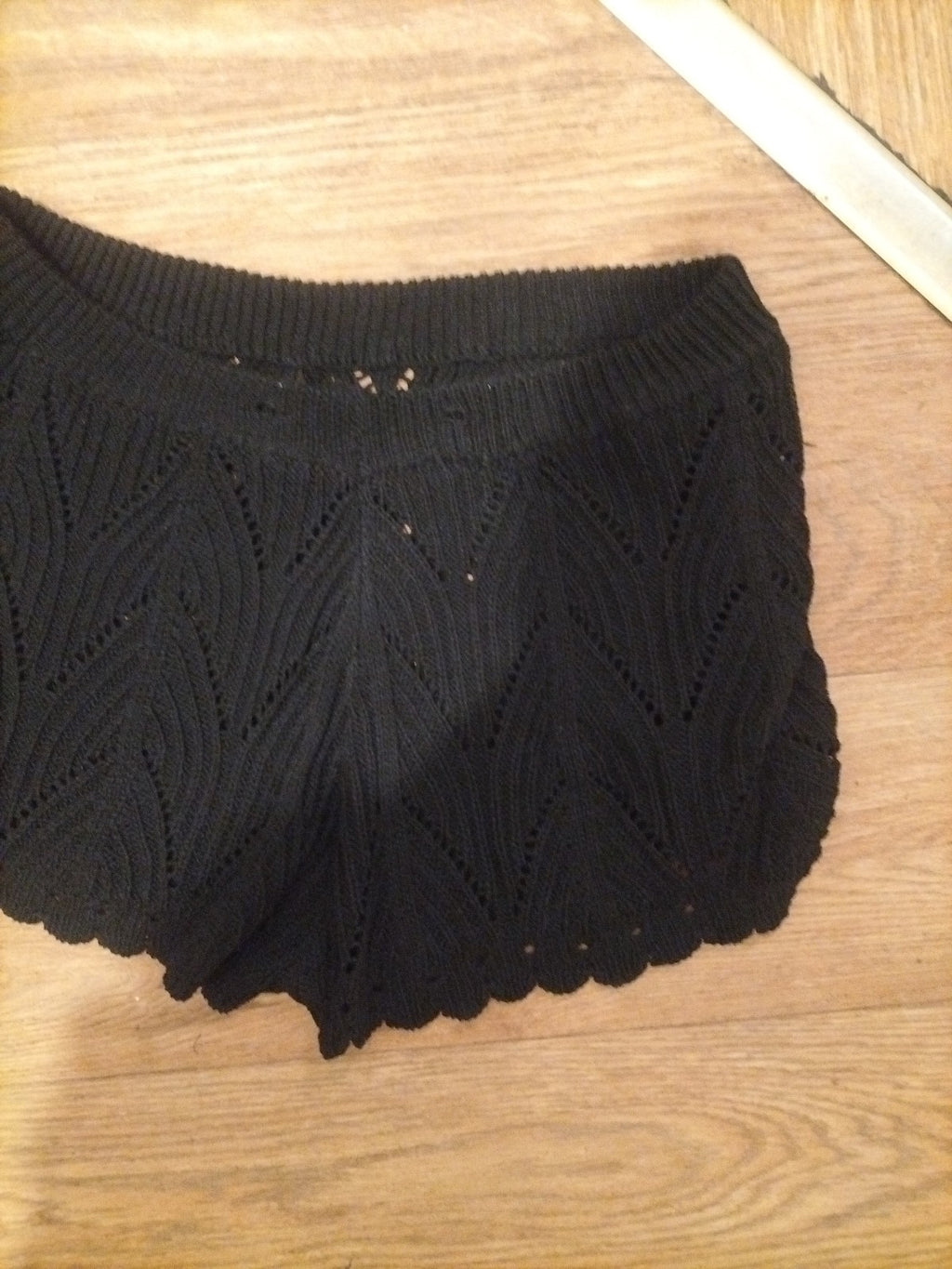 Ladies Size Large Black Semi See Through Elasticated Shorts