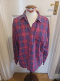 Mens Primark Size Medium Purple Check Long Sleeved Shirt