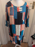 20 Black/Pink/Teal/White Long Sleeve Maxi Dress Midi Length