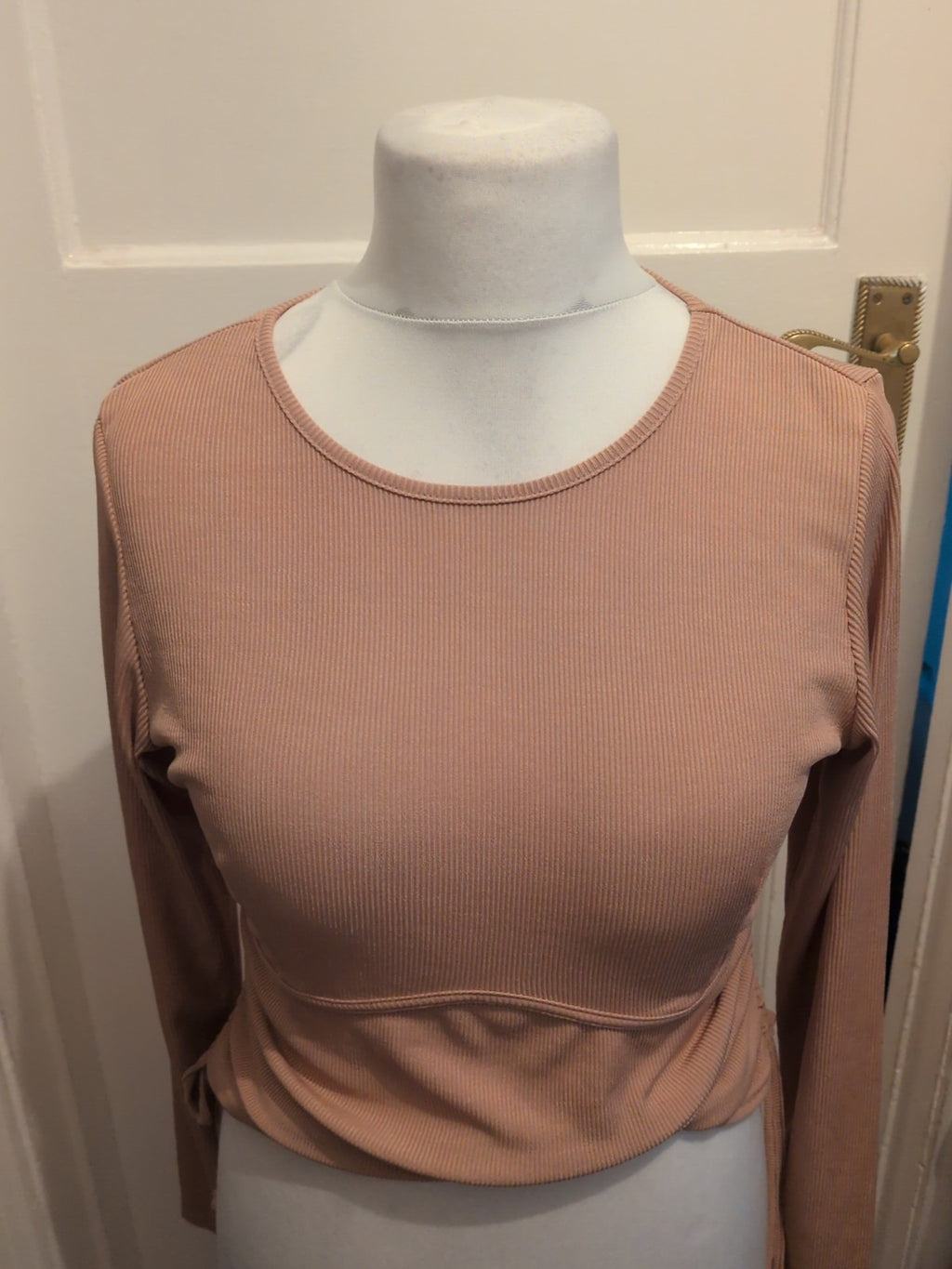 Ladies New Look Size 18 Pale Brown Ribbed Long Sleeved Top
