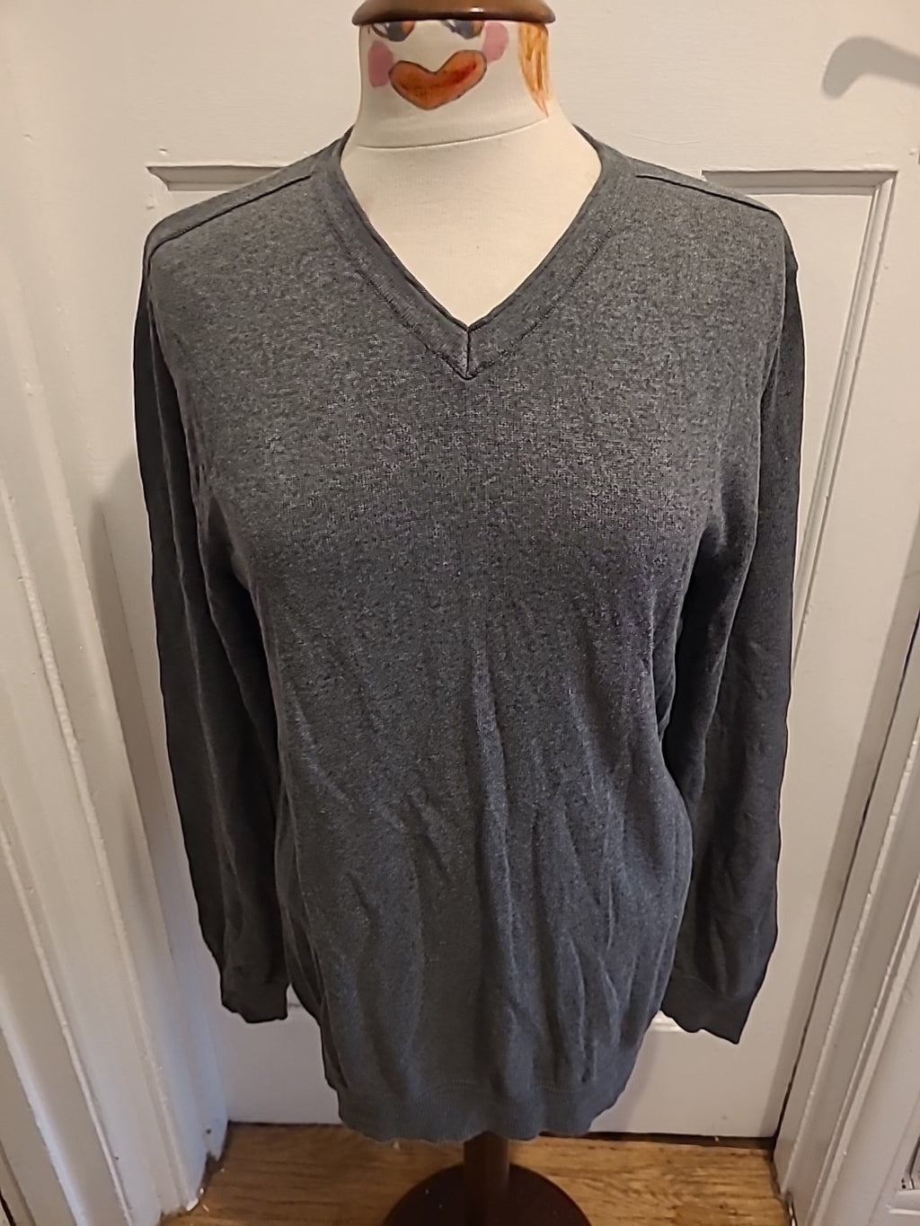 Mens RJR John Rocha Size Small Grey Long Sleeved V Neck Jumper