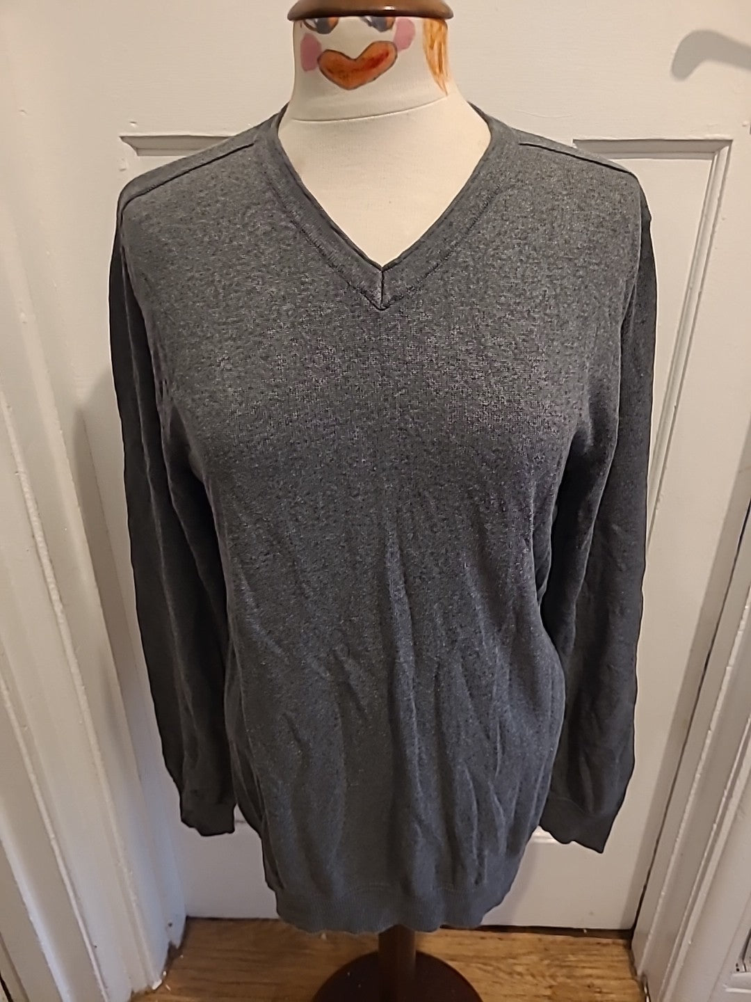 Mens RJR John Rocha Size Small Grey Long Sleeved V Neck Jumper