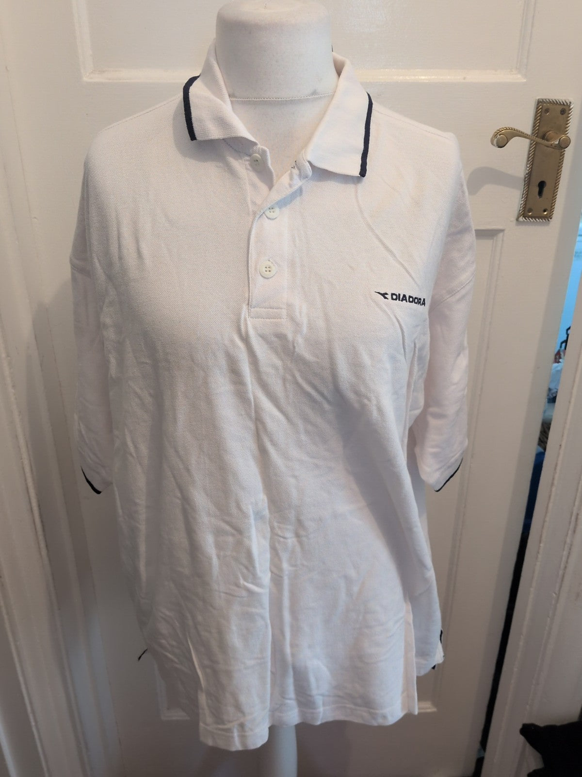 Brand New Diadora XL White Short Sleeve Polo