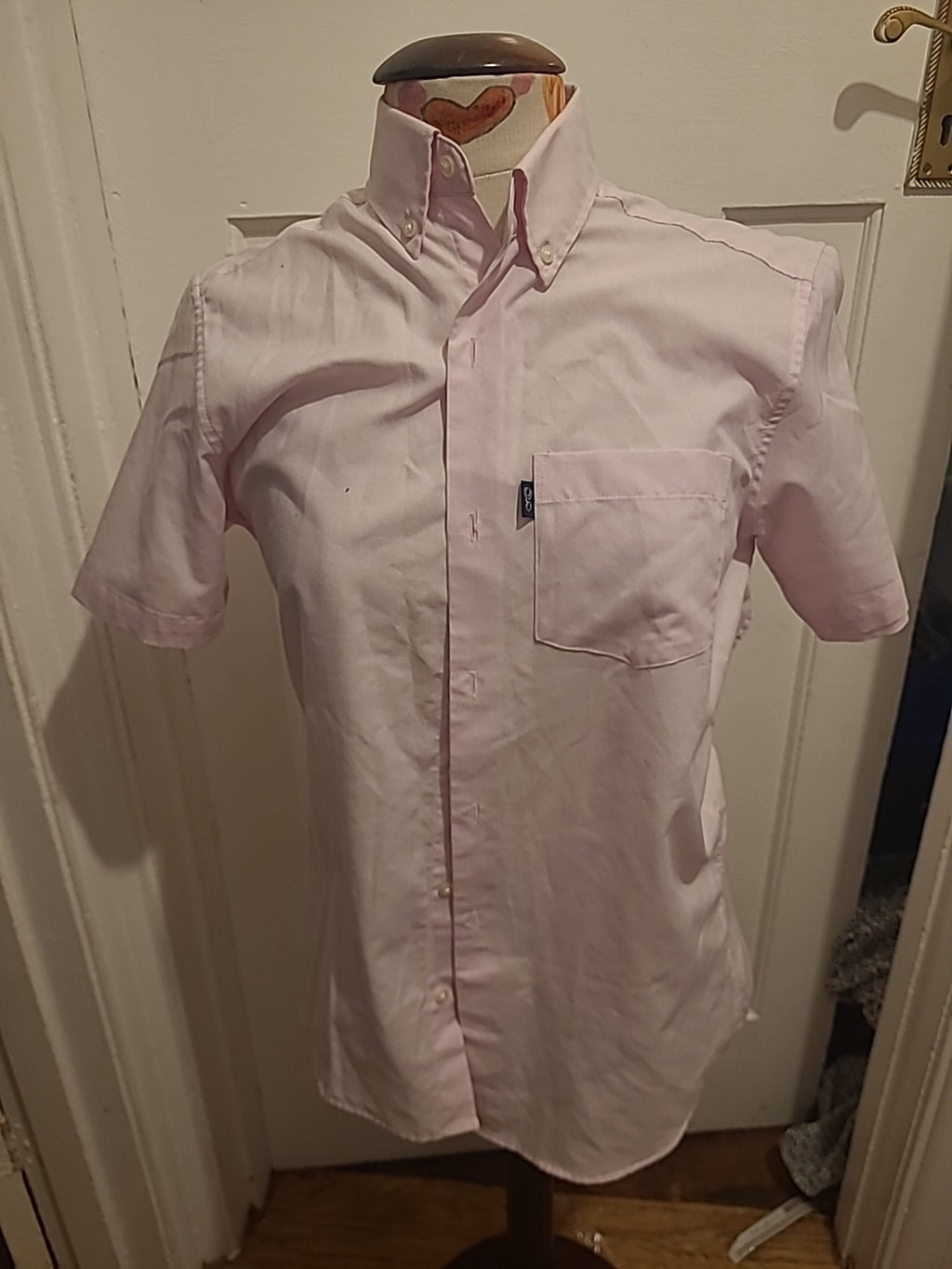 Mens Next Size Small Slim Fit Pink Short Sleeve Shirt