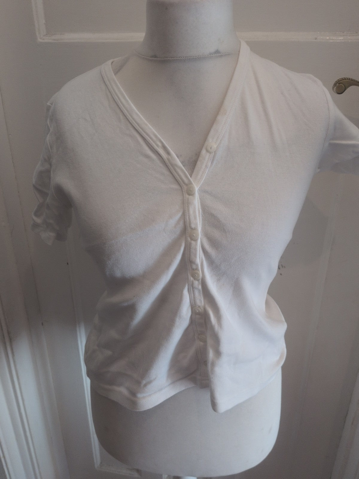 BHS 12 White Short Sleeve Buttoned Blouse