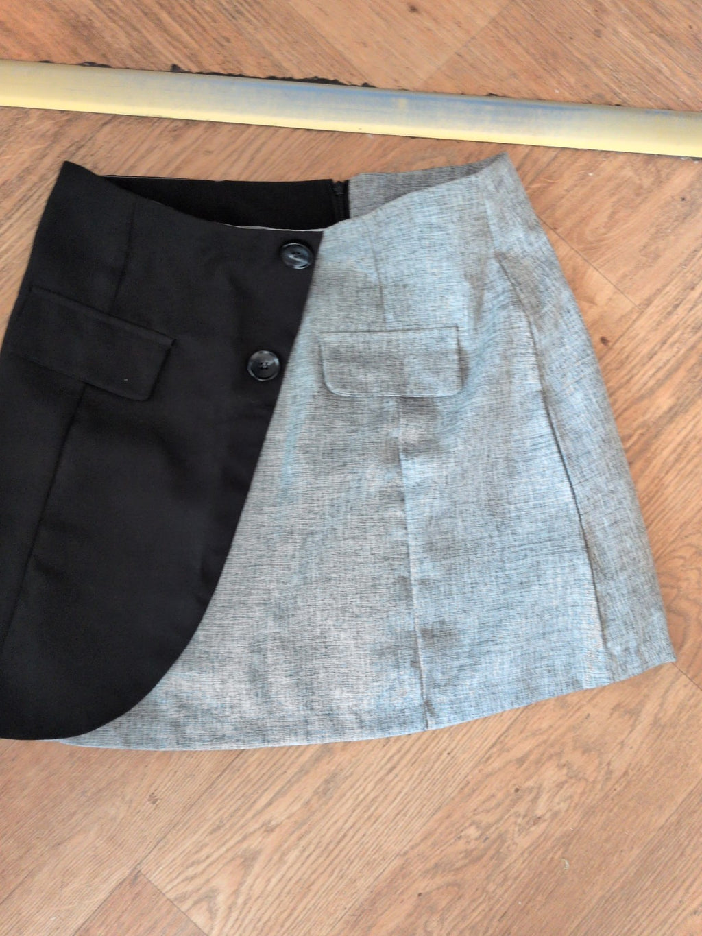 Shein Large Half Grey Half Black Short Straight Skirt