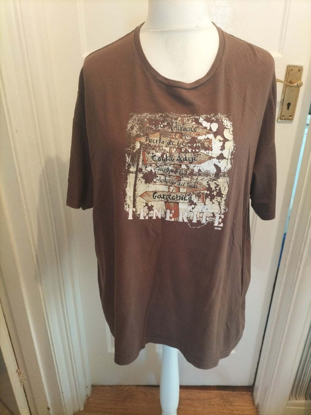 Mens Covt Size 3XL Brown Printed Short Sleeved Tshirt