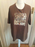 Mens Covt Size 3XL Brown Printed Short Sleeved Tshirt