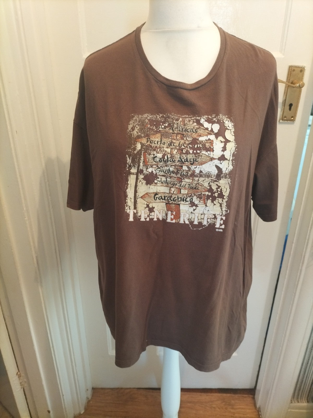 Mens Covt Size 3XL Brown Printed Short Sleeved Tshirt