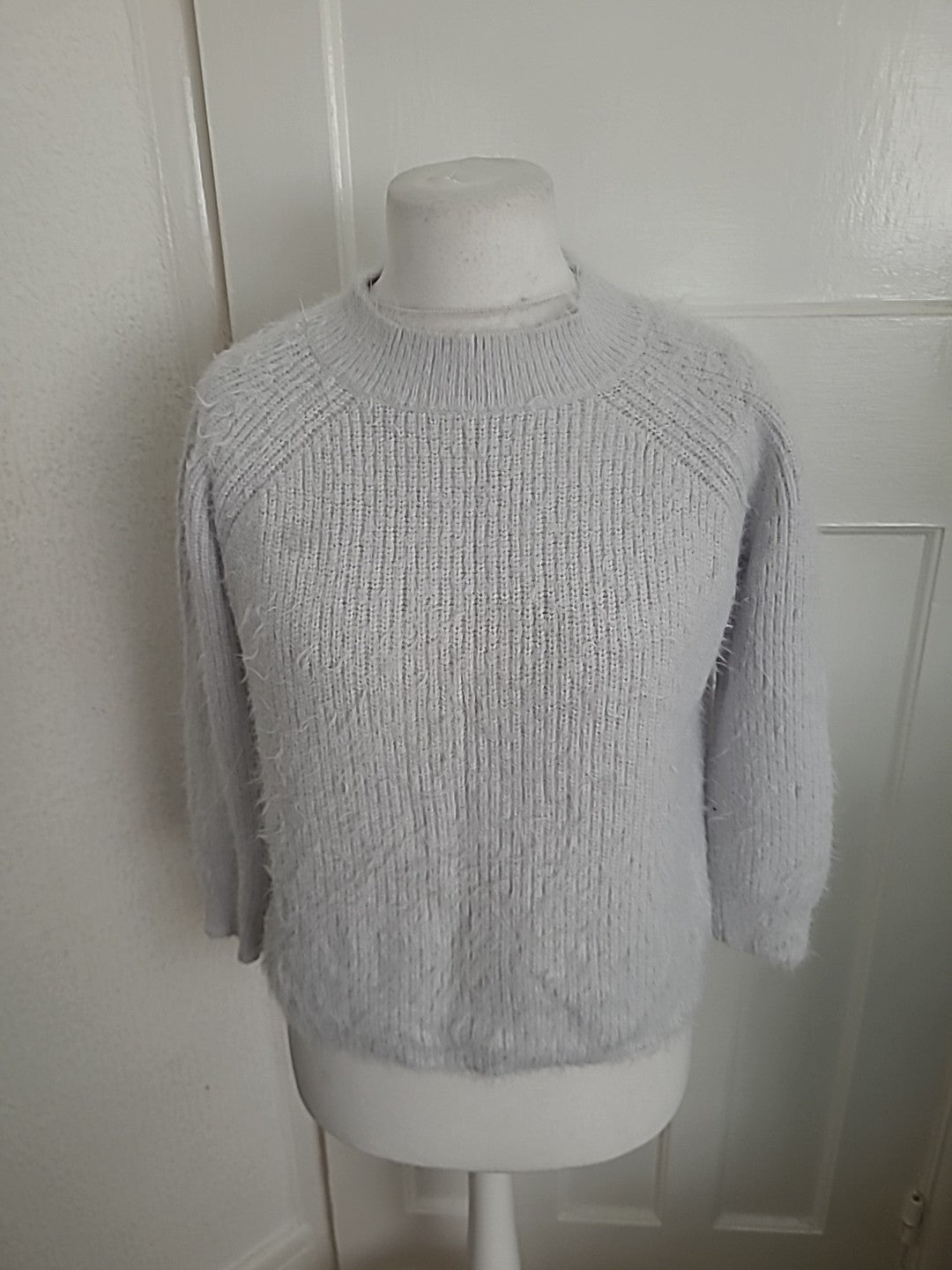 Ladies Primark Size 14/16 Pale Grey Fluffy Jumper