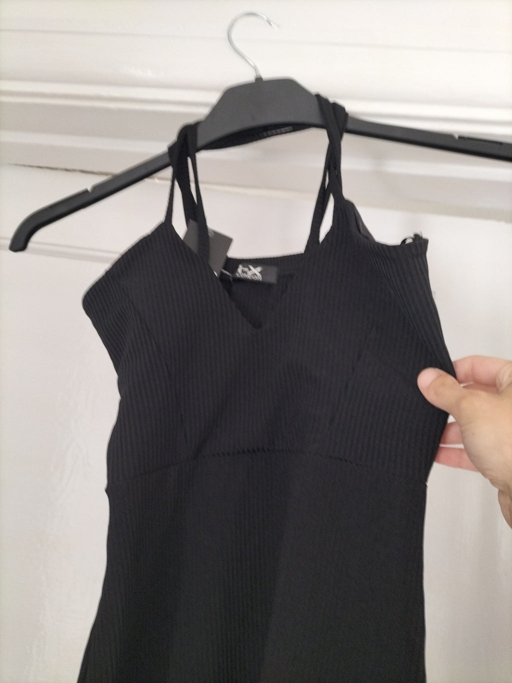 Brand New Ladies I-X London Size 8 Black Spaghetti Straps Dress