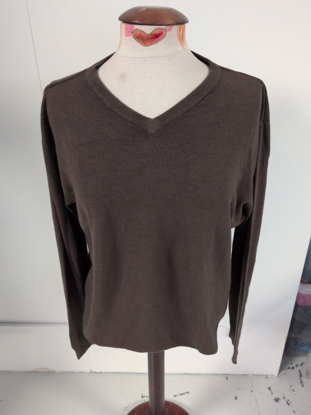 Cedarwood State Large Brown Lightweight V Neck Jumper
