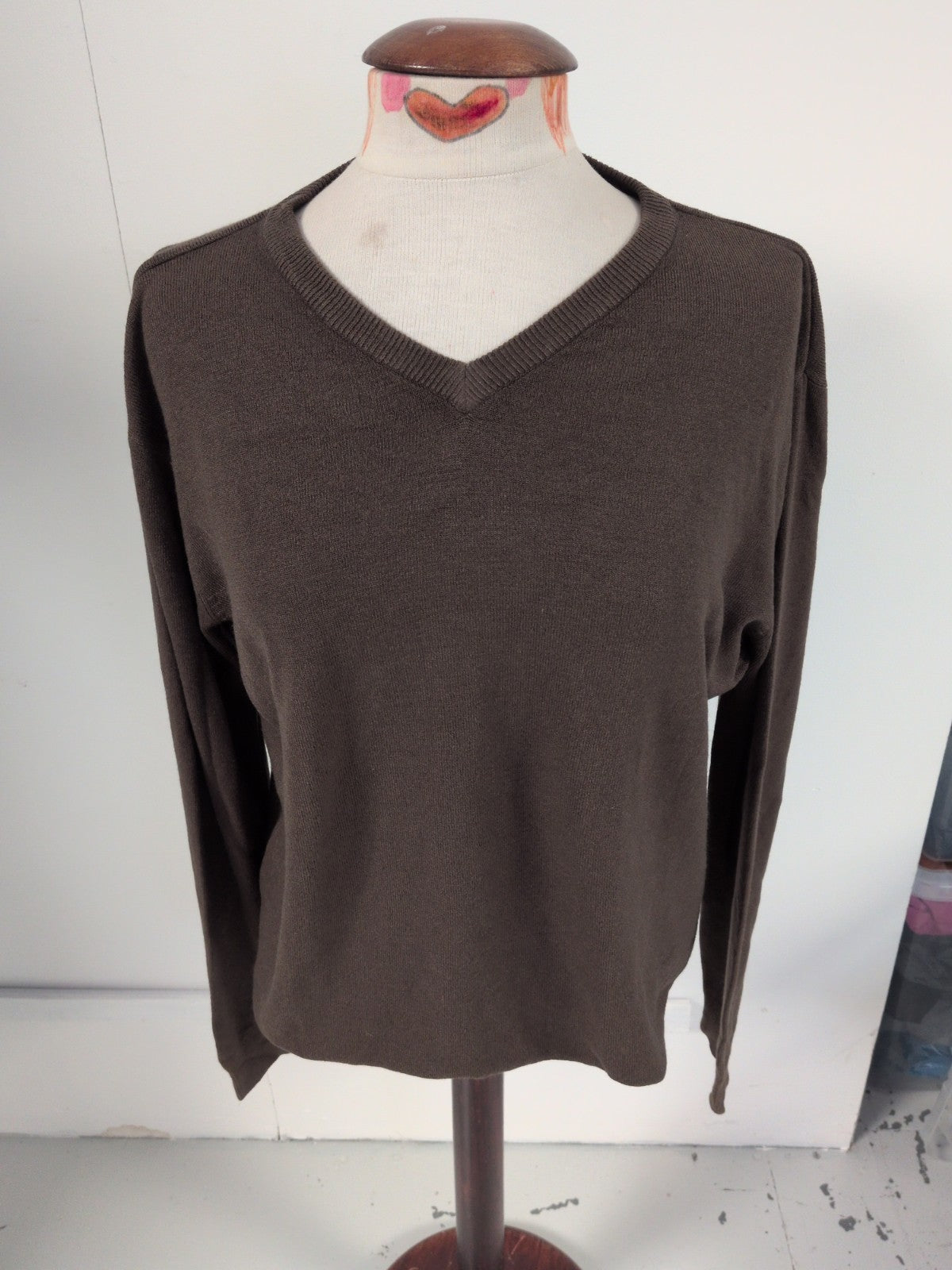 Cedarwood State Large Brown Lightweight V Neck Jumper