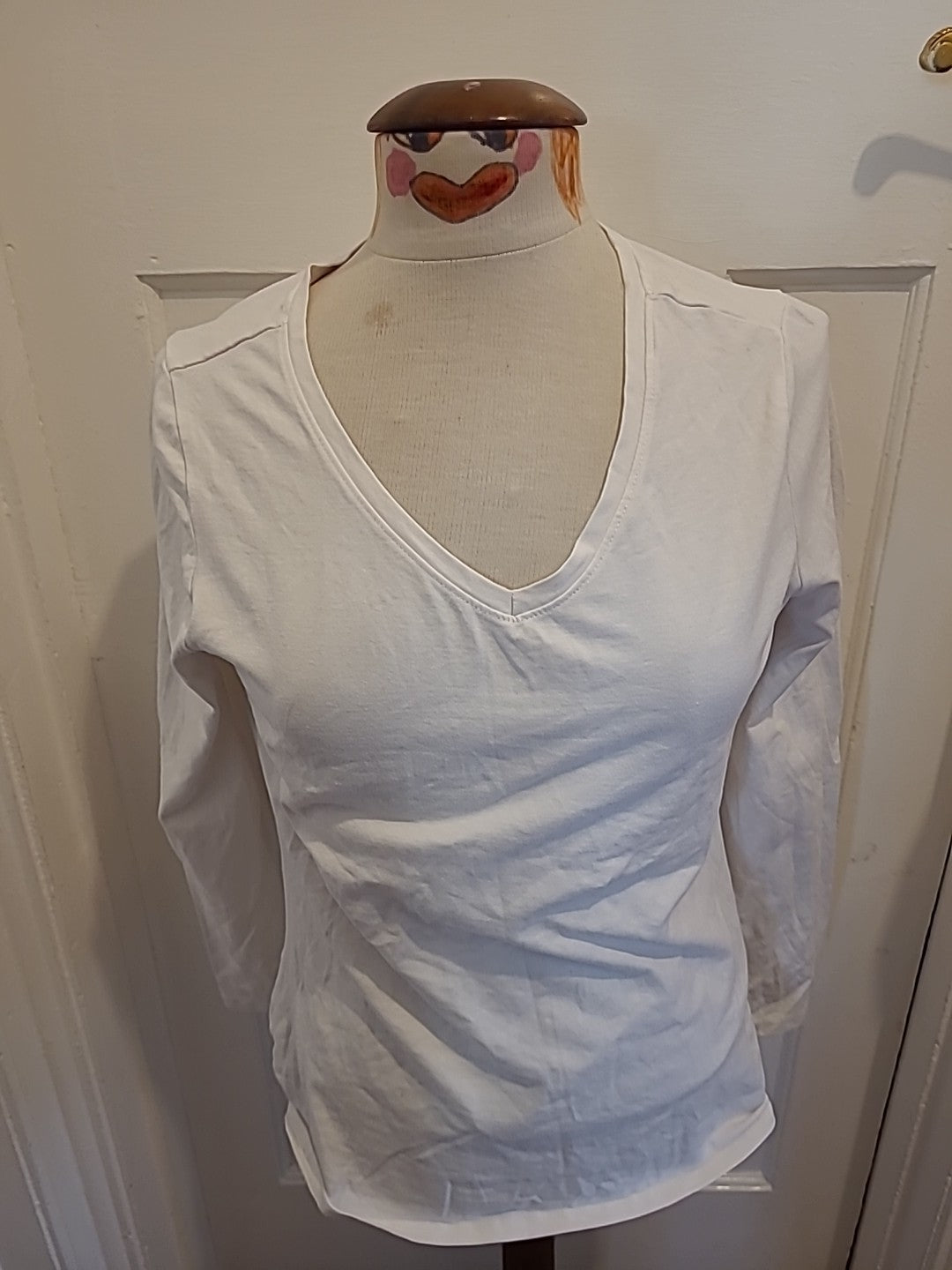 Ladies Primark Size Large Stretch Vee White