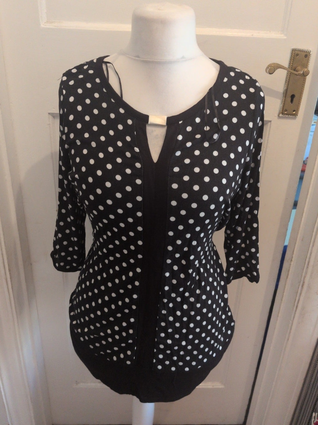 Ladies George Size 14 Black Spot Long Sleeve Blouse