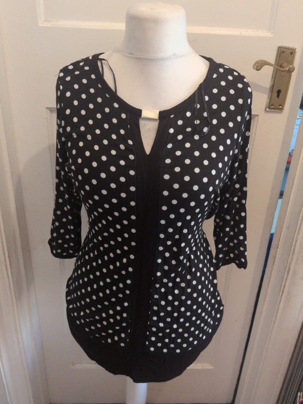 Ladies George Size 14 Black Spot Long Sleeve Blouse