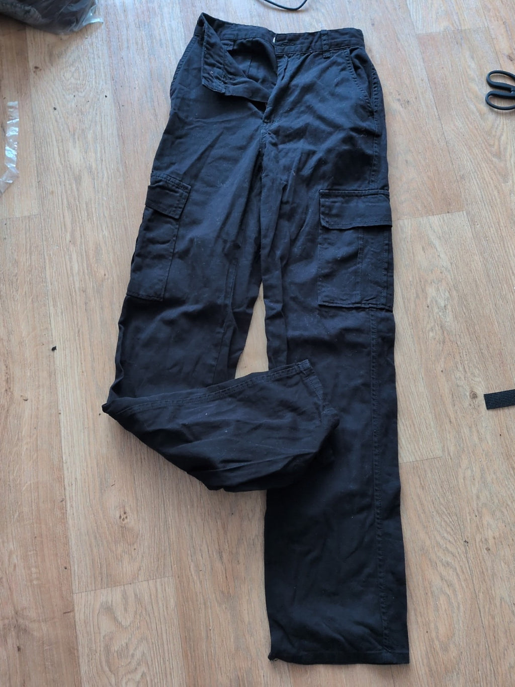 Ladies STR Size UK 4 Black Cargo Trousers