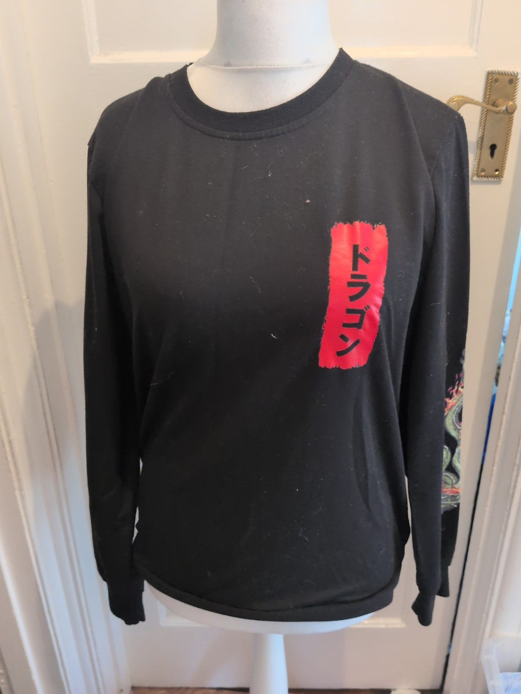 Romwe Large Black Print Long Sleeve Pullover Jumper