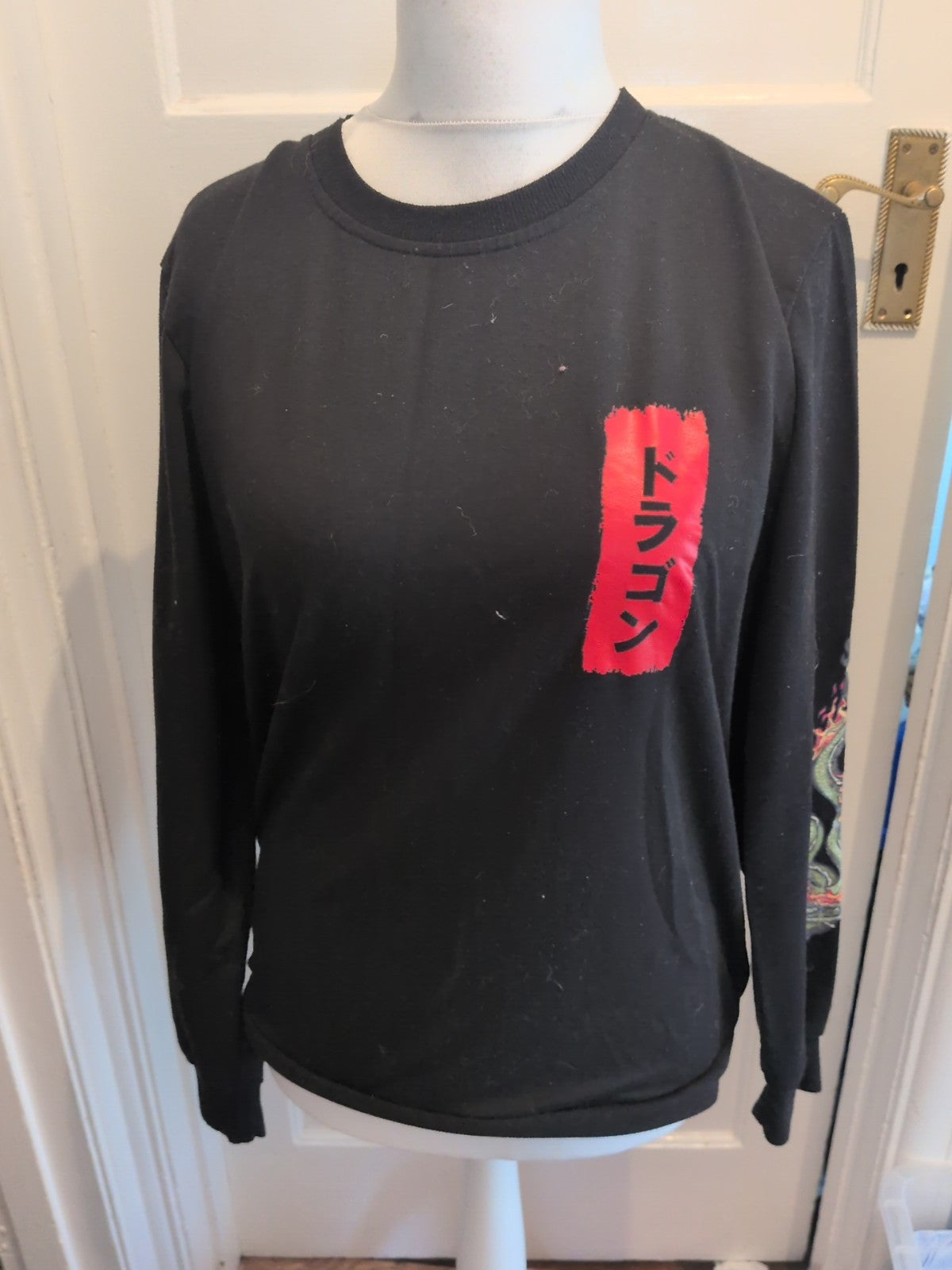 Romwe Large Black Print Long Sleeve Pullover Jumper