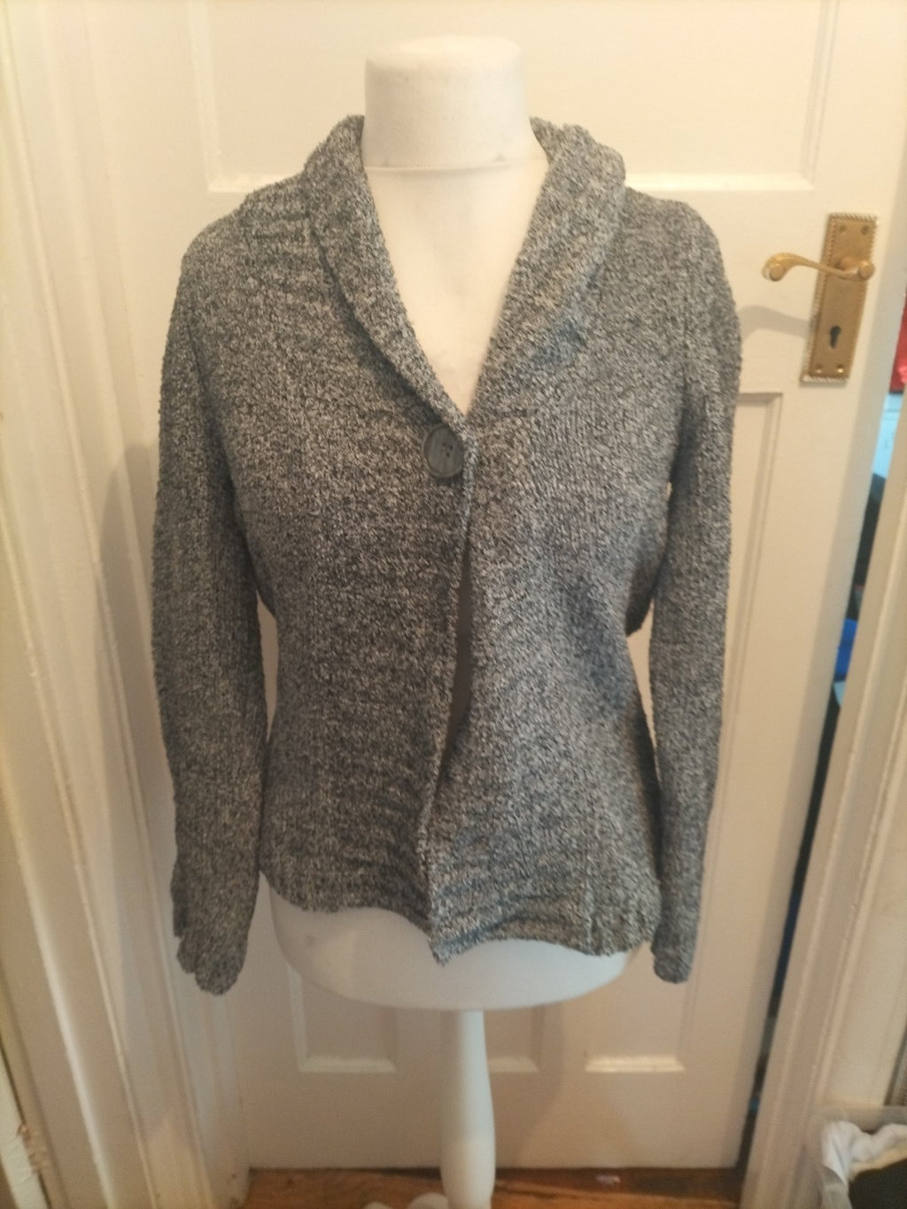 Ladies Tweeds Size Small Grey Tones Long Sleeve Cardigan