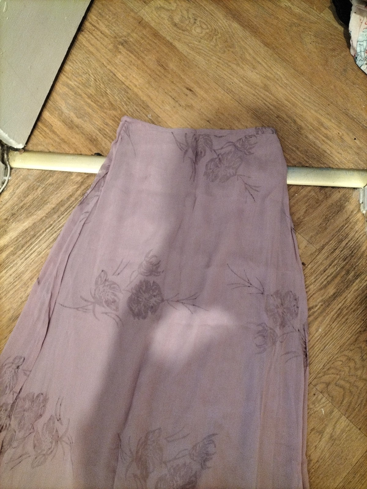 Ladies X-Cept Size Medium Purple Lined Floral Long Length Skirt