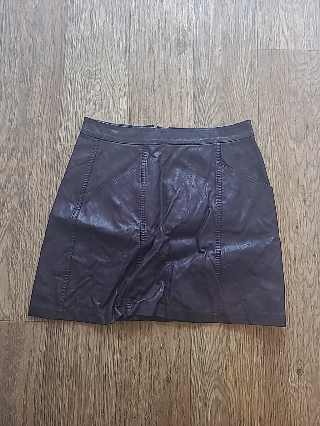 Ladies New Look Size 10 Deep Purple Pleather Pencil Skirt