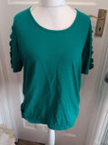 XL Green With Open Sleeves Short Sleeve T-shirt Blouse