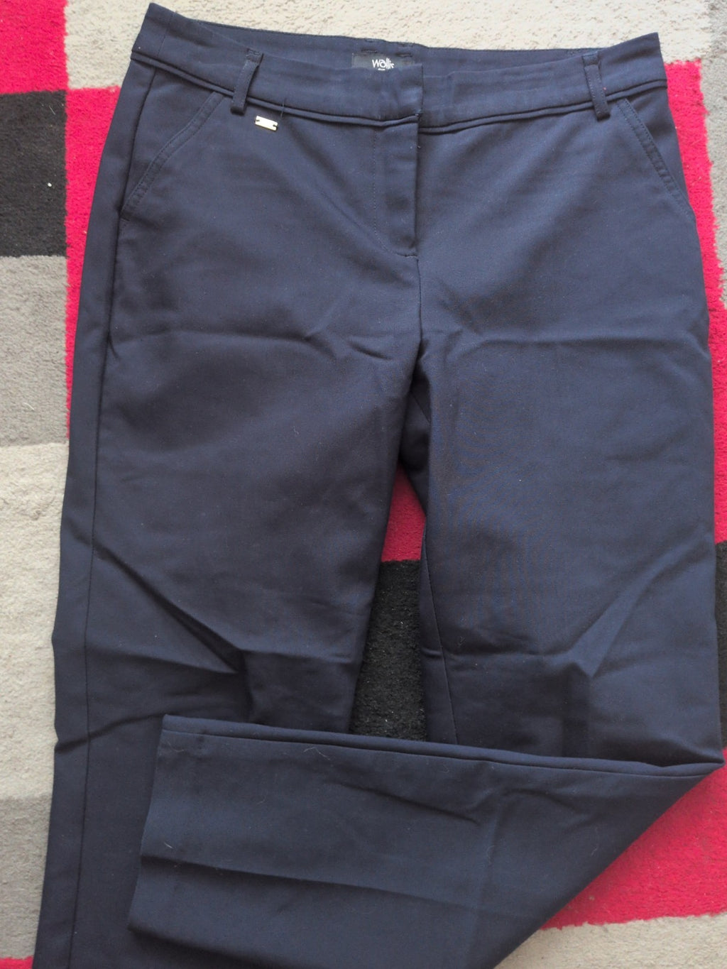 Wallis 10 Navy Straight Leg Trousers Smart