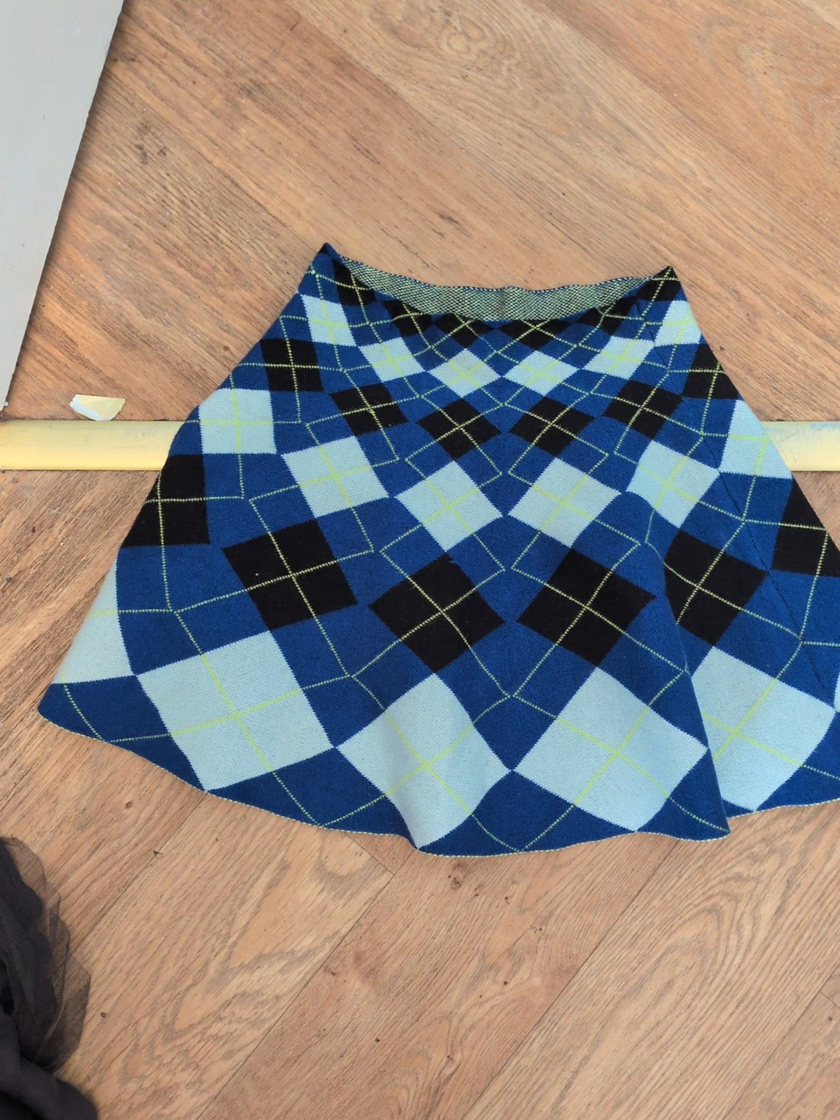 Primark Small 10-12 Blue Check Short Flare Skirt