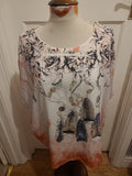 Ladies Urban Mist Size Large Peach White Short Sleeved Blouse