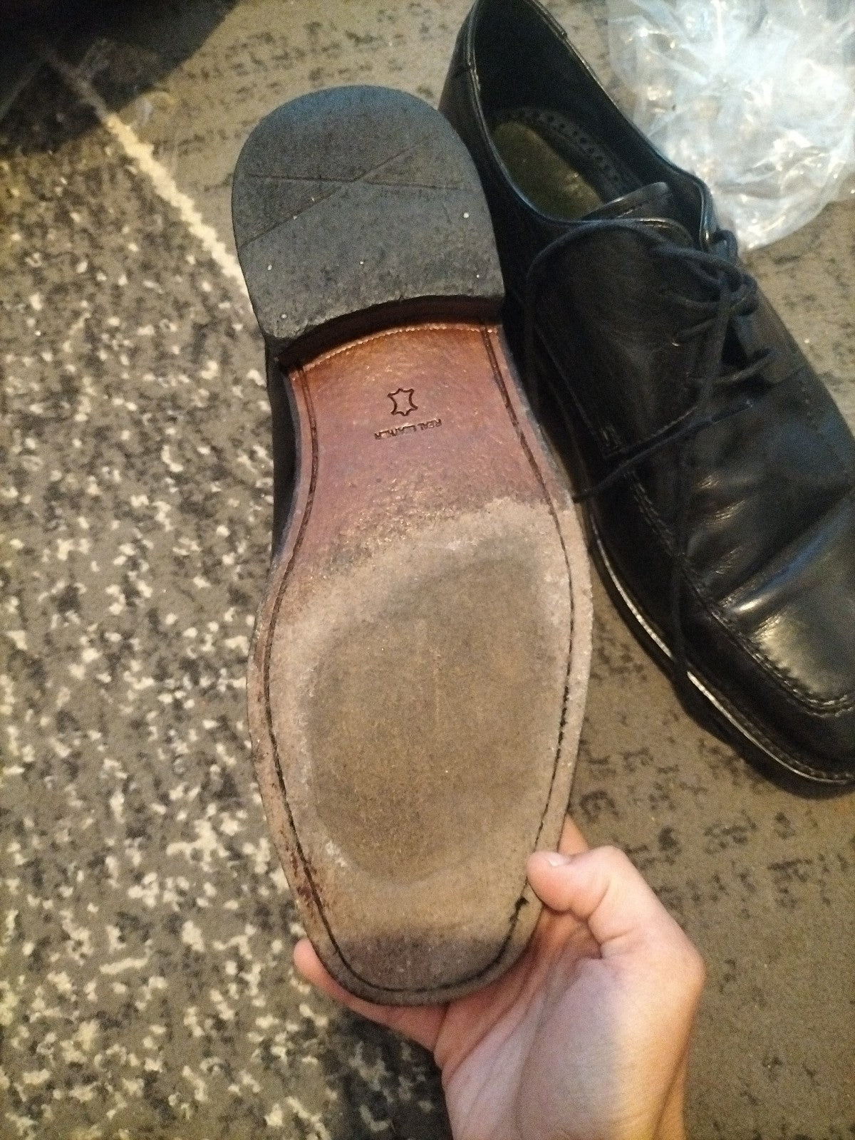 Mens Real Leather Back Smart Shoes Tie Up Size 8.5