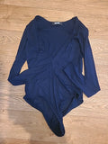 Ladies Misguided Size 8 Navy Long Sleeve Bodysuit