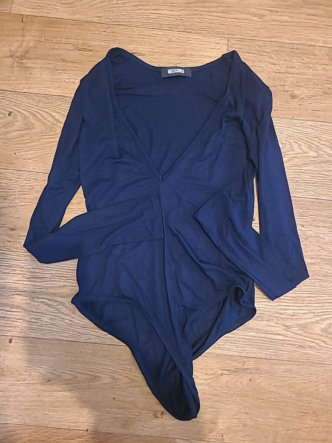 Ladies Misguided Size 8 Navy Long Sleeve Bodysuit