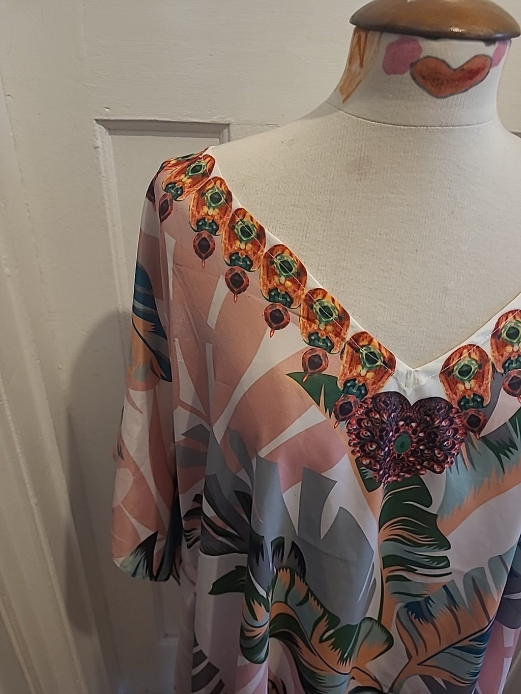 Ladies One Size Multi Floral Short Sleeved Oversized Blouse