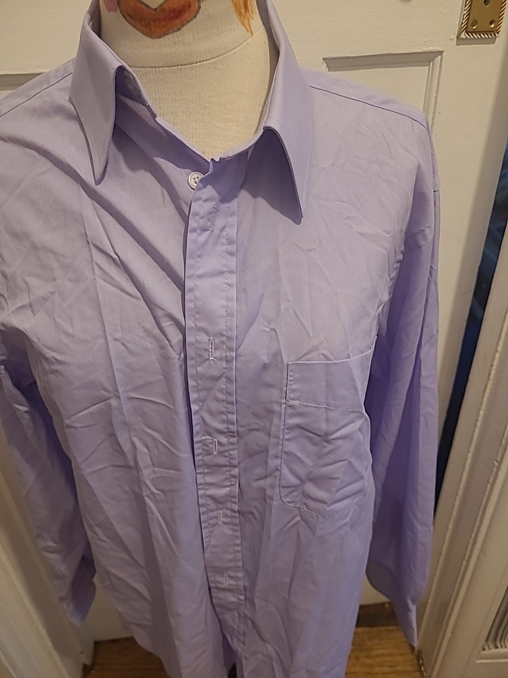 Mens Essentials Size 16" Lilac Purple Long Sleeved Shirt