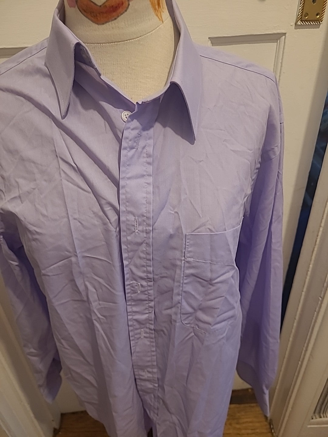Mens Essentials Size 16" Lilac Purple Long Sleeved Shirt