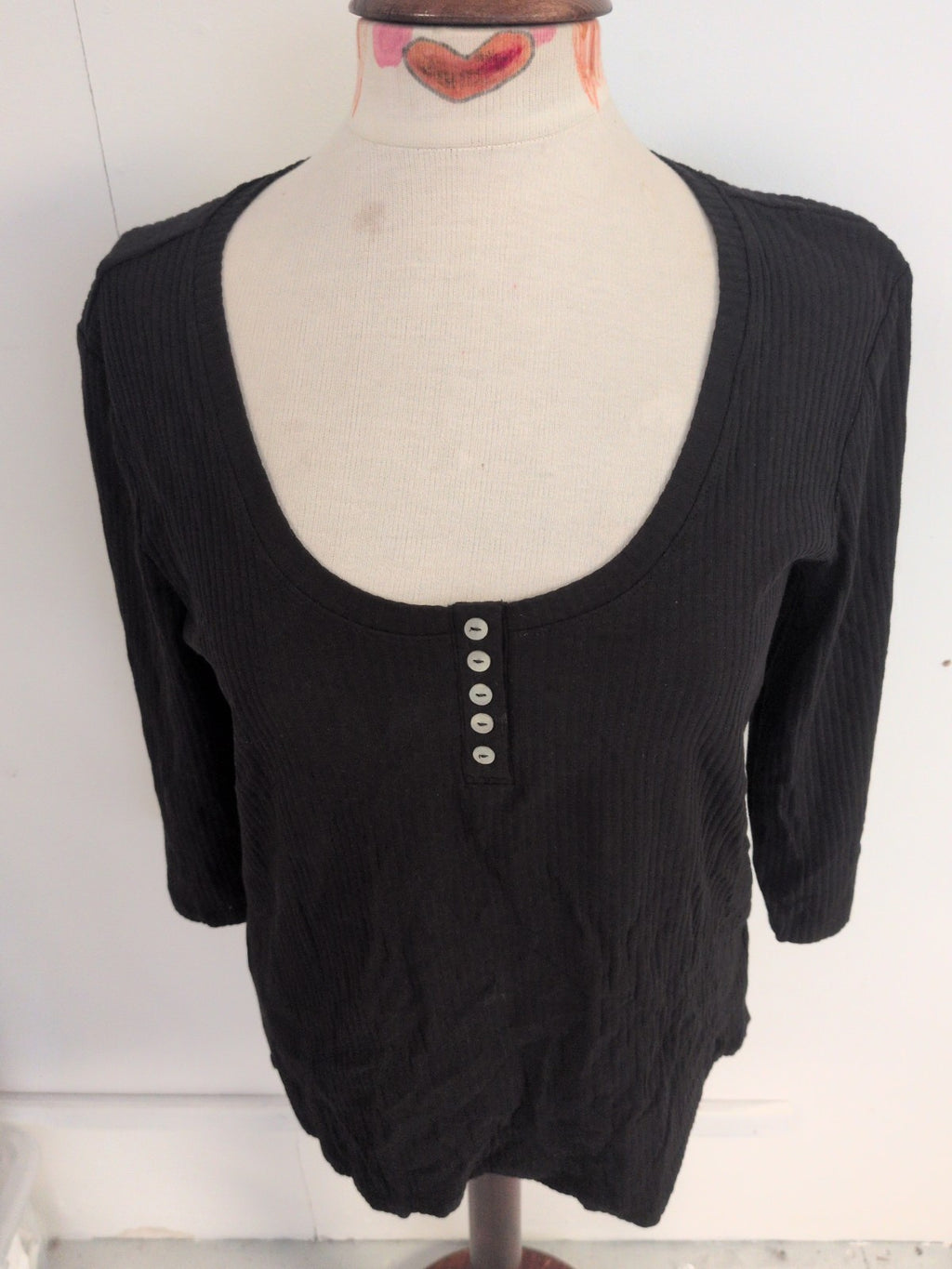 Crew Clothing 14 Black 3/4 Sleeve Blouse